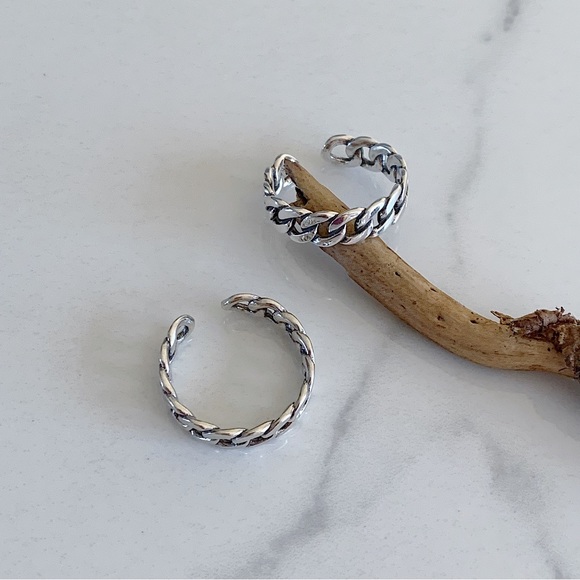 Silver Chain Ring, Twisty Silver Ring, twisted Ring Silver, Stacking Ring Silver - Picture 10 of 10